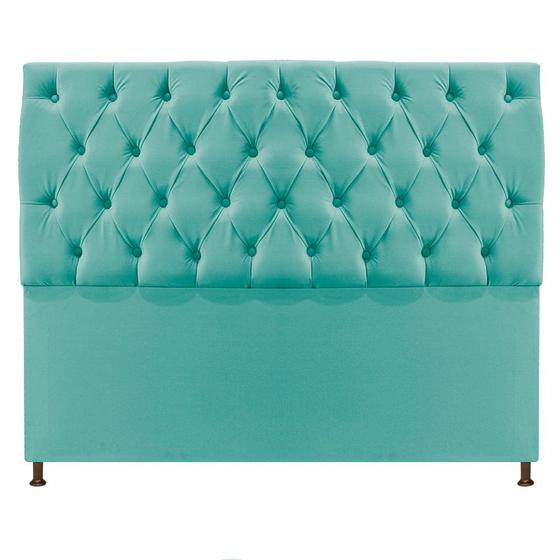 Imagem de Cabeceira Sofia 140 cm Casal Suede Azul Tiffany - ADJ Decor