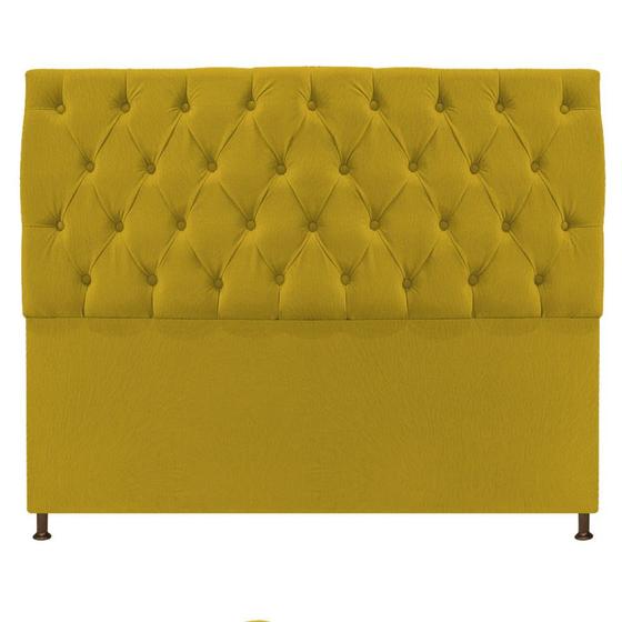 Imagem de Cabeceira Sofia 195 cm King Size Suede Amarelo - Doce Sonho Móveis