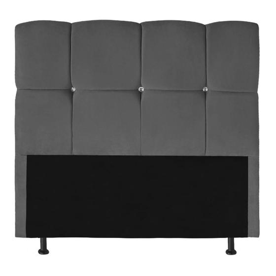 Imagem de Cabeceira Sofia Estofada Decoração Quarto Para Cama Box Cama Super King Botão Strass 198cm - Sued Cinza