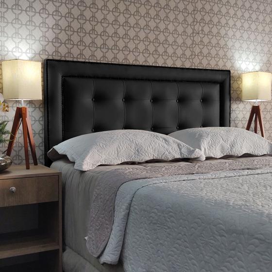 Imagem de Cabeceira Solteiro 90 Cama Box Diamond 2 Veneza 10 Preto Corano Painel RBL