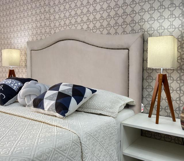 Imagem de Cabeceira Solteiro 90 Cama Box Provençal Diamond Bege Suede Painel Parede RBL