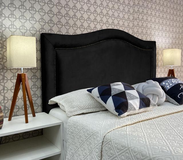 Imagem de Cabeceira Solteiro 90 Cama Box Provençal Diamond Preto Suede Painel Parede RBL