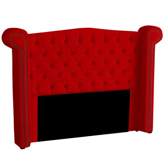 Imagem de Cabeceira Solteiro 90cm Decorativa Ayla Veludo Vermelho - Montanaris Decor