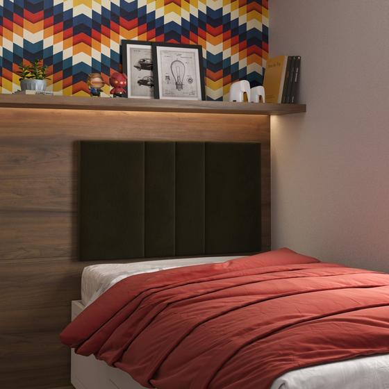 Imagem de Cabeceira Solteiro Catar 90cm Cama Box Suede Parede Varias Cores