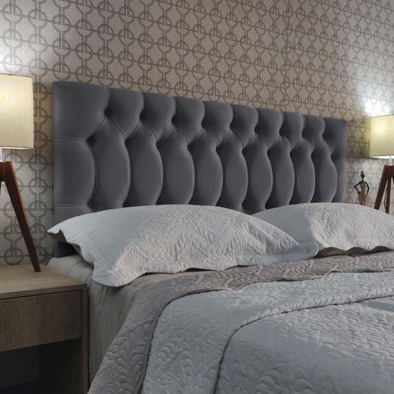 Imagem de Cabeceira Solteiro Estofada 1896 Suede Cinza 90 x 60 RBL