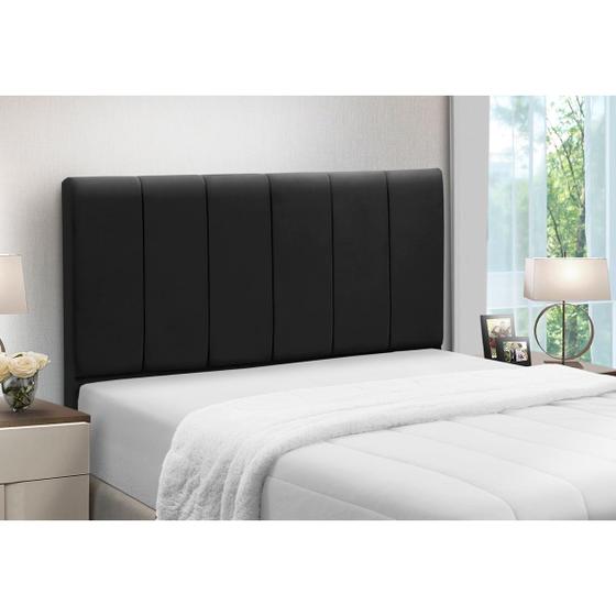 Imagem de Cabeceira Solteiro Estofada Madeira Cama Box Camila