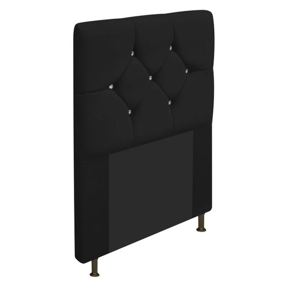 Imagem de Cabeceira Solteiro França A05 c/ Strass 90 cm para Cama Box Suede - Amarena Móveis