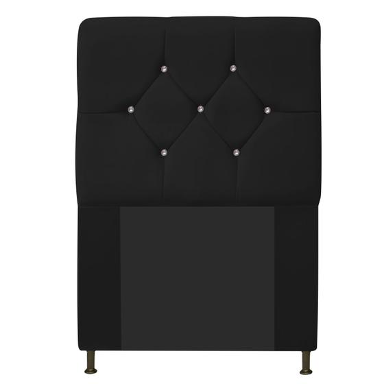 Imagem de Cabeceira Solteiro França A05 c/ Strass 90 cm para Cama Box Suede - Doce Sonho Móveis