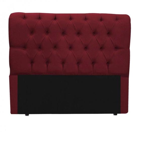 Imagem de Cabeceira Solteiro Suede Vermelho 0,90cm Estofada Capitone Madrid para cama box