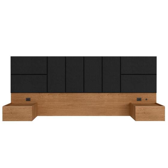 Cabeceira Suspensa Cama Queen Com Led Malibu Carv/preto - M. Arapongas Menor preço em Cabeceira Suspensa Cama Queen Com Led Malibu Carv/preto - M. Arapongas