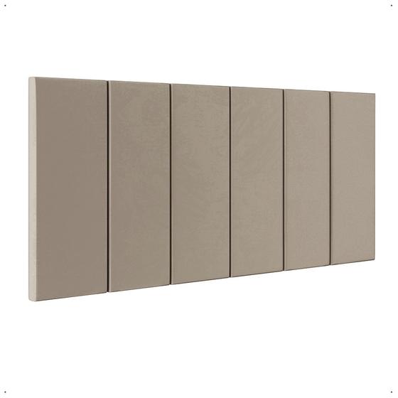 Imagem de Cabeceira Suspensa Estofada Decoração Quarto Cama Box Casal 1,40 Julia Bege Suede Lojas RPM