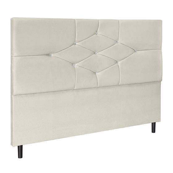 Imagem de Cabeceira T Cross Bege Estofada para Cama Box Casal King Size 195Cm Quarto Luxo 