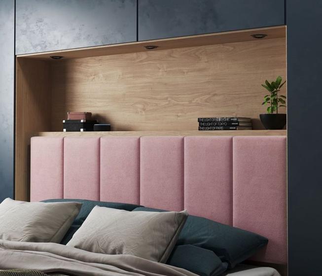 Cabeceira Triunfo de Cama Casal - 1,40 Tecido Suede Cor Rose - Magaflex Menor preço em Cabeceira Triunfo de Cama Casal - 1,40 Tecido Suede Cor Rose - Magaflex