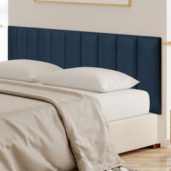 Imagem de Cabeceira Unitária Veludo 60X20cm Modular Estofada Retangular para Cama Box Queen King