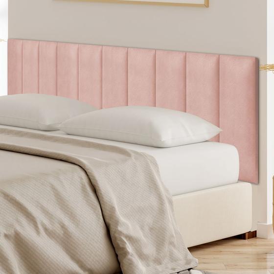 Imagem de Cabeceira Unitária Veludo 60X20cm Modular Estofada Retangular para Cama Box Queen King