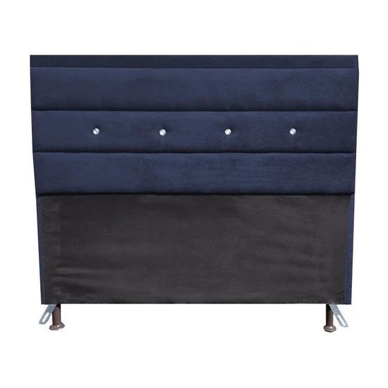 Imagem de Cabeceira Vitória Cama Box King 190cm Suede Azul Marinho