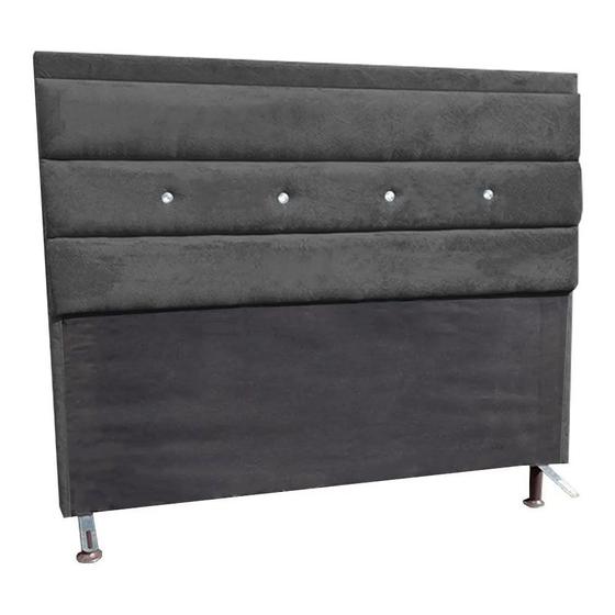 Imagem de Cabeceira Vitória Cama Box King 190cm Suede Cinza