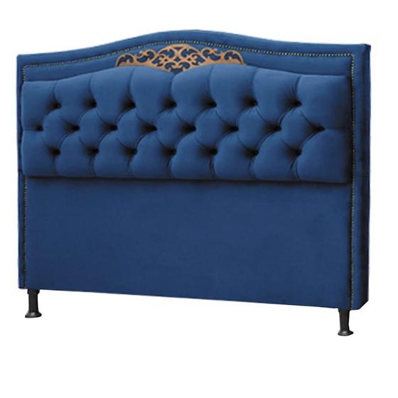 Imagem de Cabeceira Yasmim Estofada Capitonê 90 cm para Cama Quarto Box Solteiro Suede Azul Marinho - Amarena