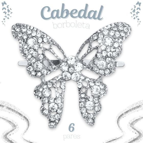 Imagem de Cabedal - Pircing Borboleta Para Chinelo Prata C/6 Pares 2759