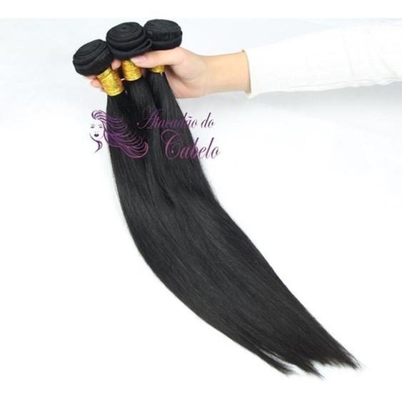 Imagem de Cabelo 100% Humano Liso Virgem Em Tela Castanho 70cm - 150g