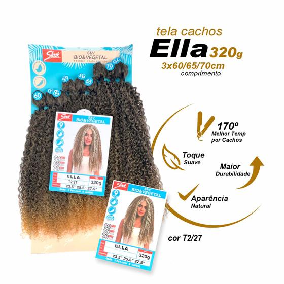 Imagem de Cabelo Bio Vegetal Cacheado Ella Sleek 320Gr Entrelace 70Cm