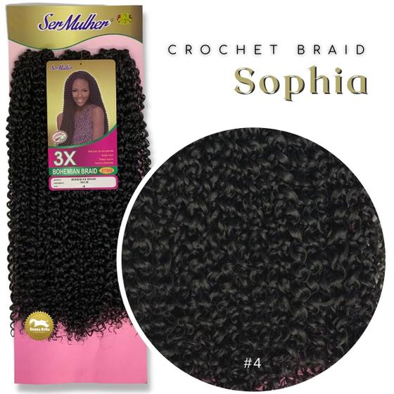 Imagem de Cabelo Cacheado Natural Bohemian Ser Mulher Crochet Braid 55 cm 270 gramas