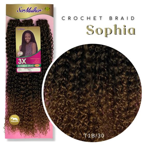 Imagem de Cabelo Cacheado Natural Bohemian Ser Mulher Crochet Braid 55 cm 270 gramas