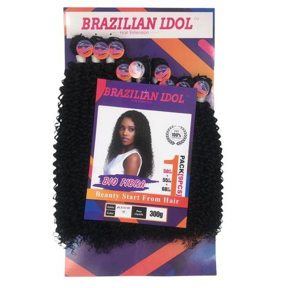 Imagem de Cabelo Cacheado Organico de Bio Fibra Brazilian Idol 300g  ALICE COR 1 PRETO