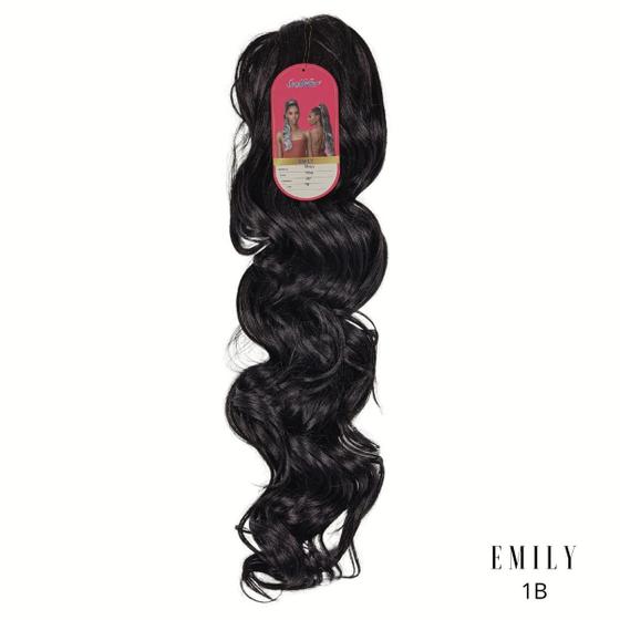 Imagem de Cabelo Cacho Solto Rabo de Cavalo Emily Bio Vegetal Fibra Futura 70 cm 185 gramas Aplique Sistema Removível - Ser Mulher