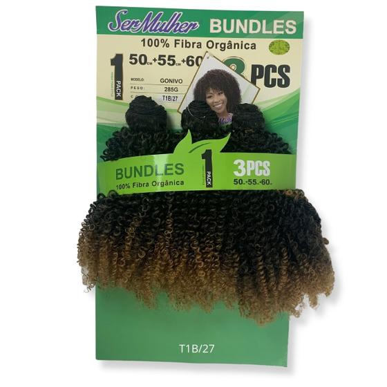 Imagem de Cabelo Curto Cacheado Orgânico Bio Vegetal Modelo Gonivo Ser Mulher Entrelace 60cm 285g