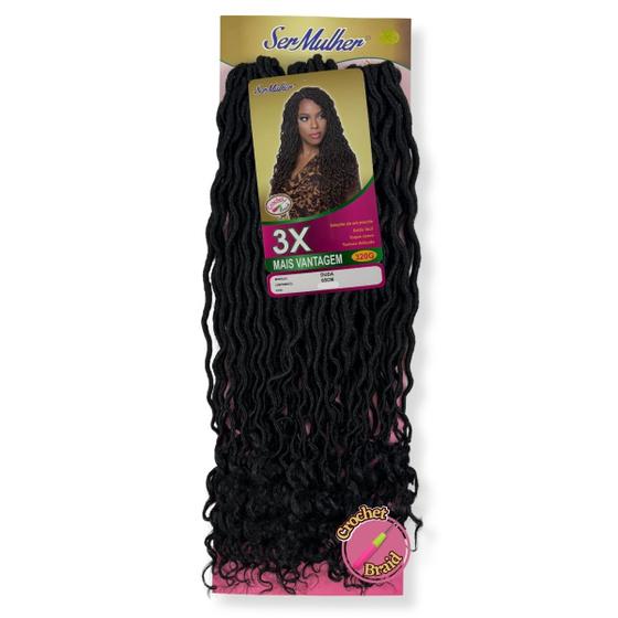 Imagem de Cabelo Duda Ser Mulher 65cm 320 Gramas Twist Sintético Faux Locs Goddess Curl Crochet Braid