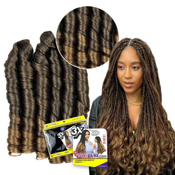 Cabelo French Curl Boho Jumbo Braid Cherey Crochet Braids