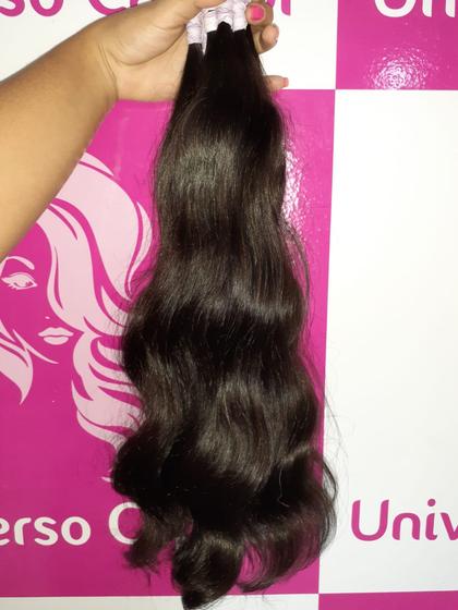 Imagem de Cabelo humano liso ondulado pontas cheias 100g 50cm