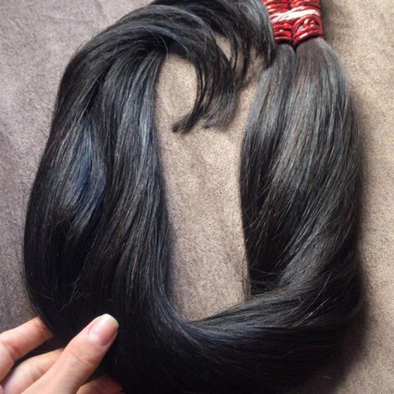 Imagem de Cabelo Humano Liso Ondulado Virgem 65cm, 50gr Pontas Cheias