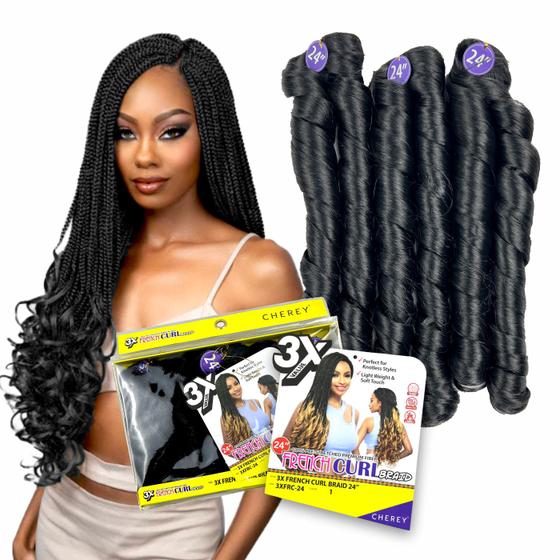 Imagem de Cabelo Jumbo Liso French Curl Ondulado 400Gr 60cm Crochet