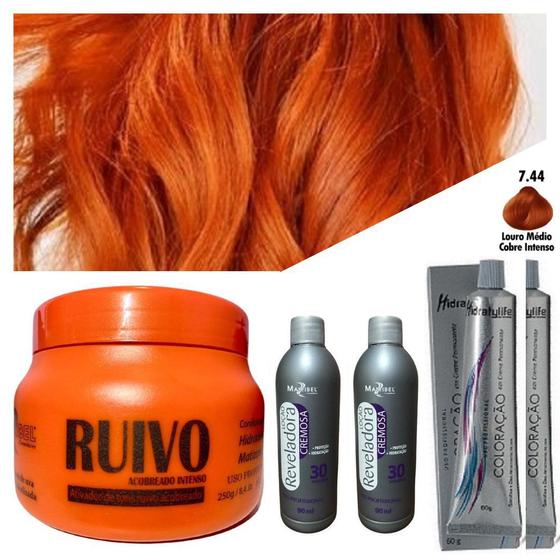 Cabelo Loiro Ruivo Medio Acobreado Intenso 1 Matizador 250g 2 Tinta 60g ...