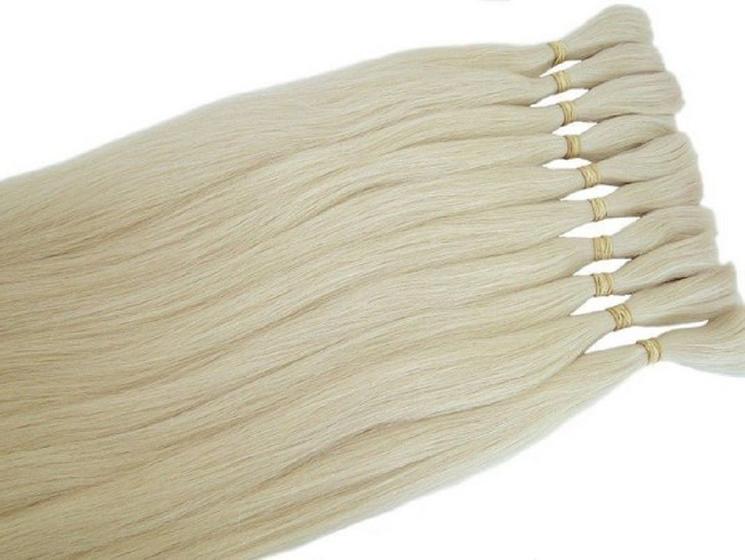 Imagem de Cabelo Natural Humano Loiro Liso Nacional para Mega Hair 55cm Pontas Cheias