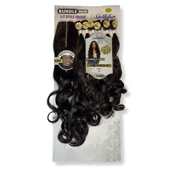 Imagem de Cabelo Ondulado Giuly Ser Mulher 75cm 320g Kanekalon Futura Entrelace Com Top Closure