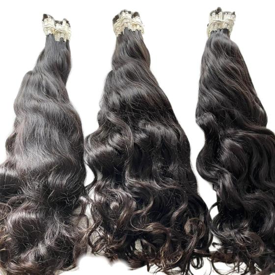 Imagem de Cabelo Ondulado Limpo Peruano Humano Natural 60/65cm 100 gramas Alongamento Mega hair