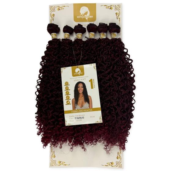 Imagem de Cabelo Orgânico Cacheado Entrelace Fibra Bio Macia Estylo Mulher Linha Soft 70cm