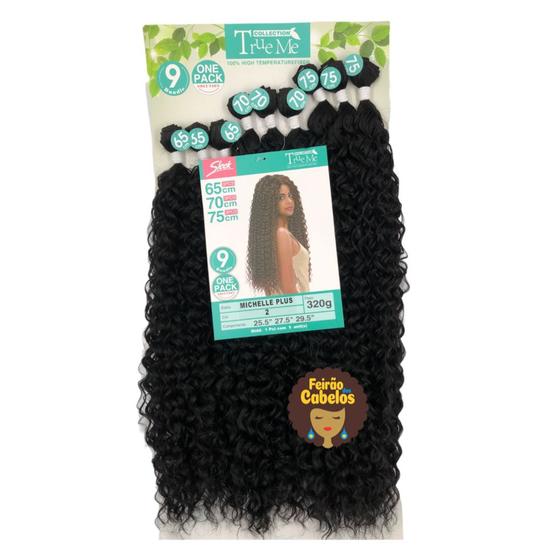 Imagem de Cabelo Organico Cacheado Michelle Plus 75cm Trueme Sleek Cor 2 Castanho Escuro