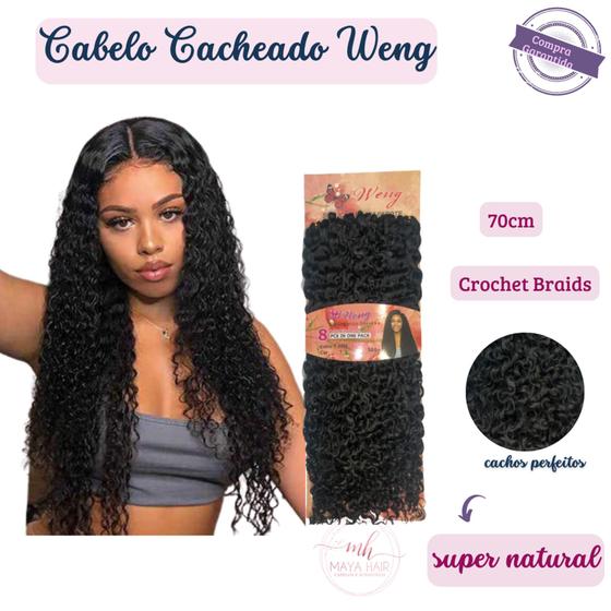 Imagem de Cabelo Orgânico Cacheado Super Macio Preto 300gr + Agulha