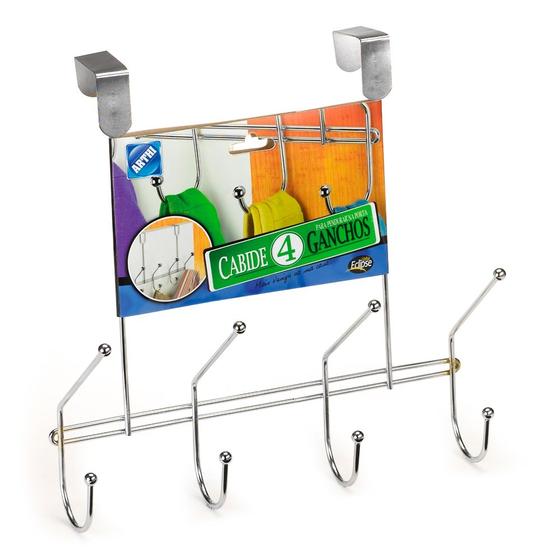 Imagem de Cabide Cabideiro Com 4 Ganchos Para Porta Roupas Toalhas Meias