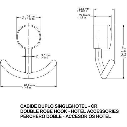 Imagem de Cabide Cromado Duplo Hotel Chrome Docol 00218306