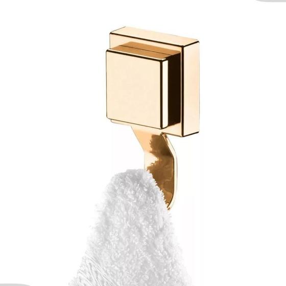 Imagem de Cabide Gancho Multiuso Banheiro Cozinha Lavanderia Com Ventosa Porta Toalha Dourado Future