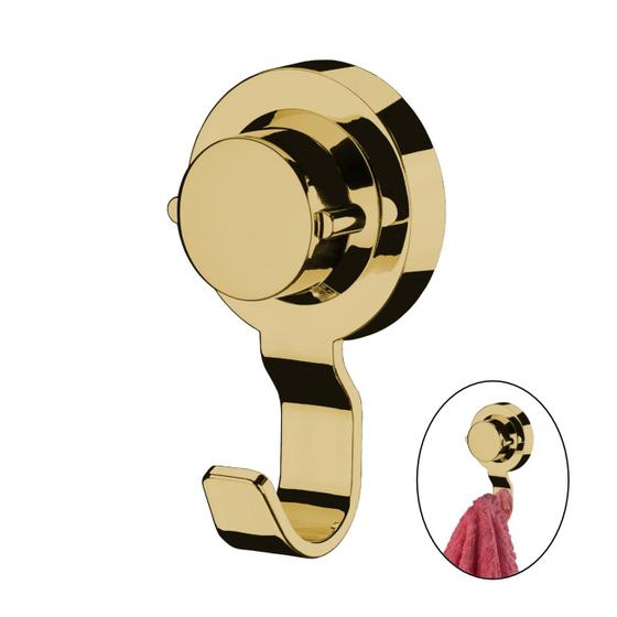 Imagem de Cabide Gancho Multiuso Com Ventosa Para Toalha Rosto Objetos Banheiro Dourado - 3122DD Future