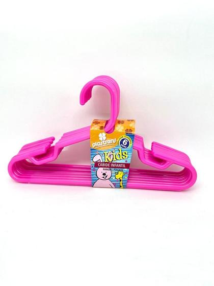 Imagem de Cabide Infantil Rosa Kit c/6