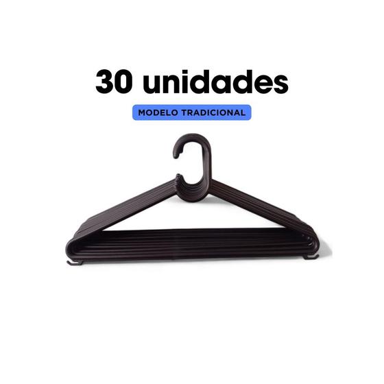 Imagem de Cabide Preto ADULTO Conjunto kit 30 unidades Cabides Resistentes