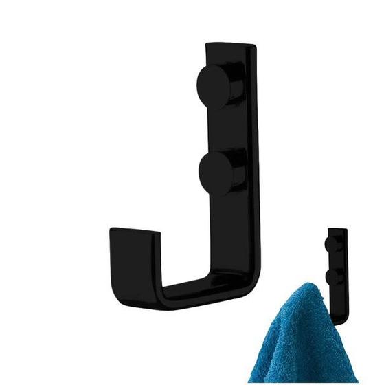 Imagem de Cabide Suporte Multiuso Porta Toalha De Parede Preto Fosco - 2314PT Future