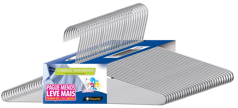 Cabide Tintureiro Cromado - Kit com 30 Peças - Cód 07872 Menor preço em Cabide Tintureiro Cromado - Kit com 30 Peças - Cód 07872
